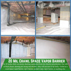 Farm Plastic Supply Crawl Space Vapor Barrier, 20 mil - Thick Plastic Sheeting, Drop Cloth Moisture Barrier for Crawl Space Encapsulation, Heavy Duty Polyethylene, Black & White Panda Film (24' x 25')