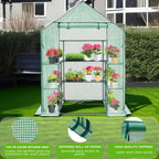 Walk-in Greenhouse for Outdoors, Thickened PE Cover & Heavy Duty Powder-Coated Steel, Mesh Door & Screen Windows, 14 Sturdy Shelves 4.7x4.7x6.4 FT, (GHW002G)