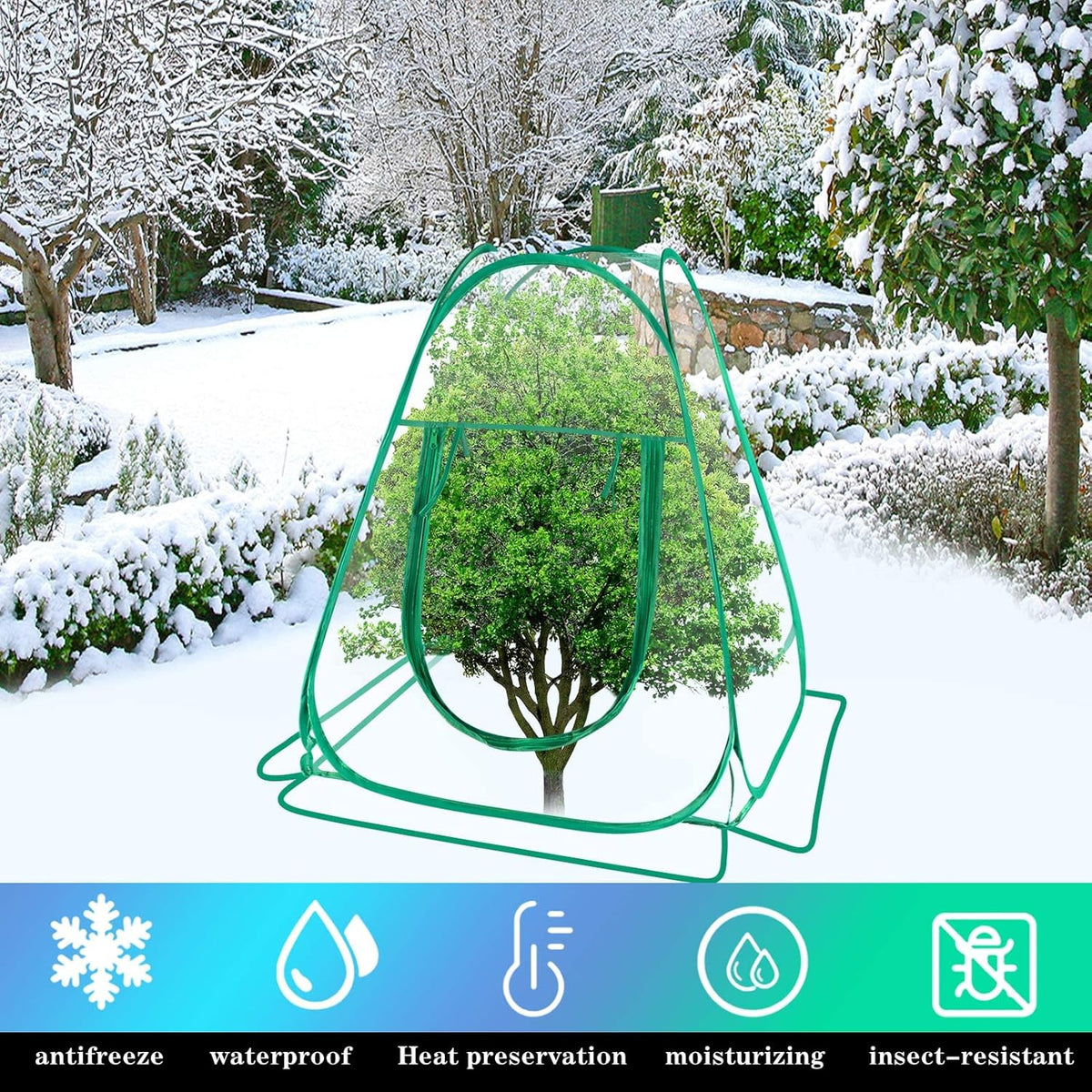 Pop Up Greenhouse Cover Transparent PVC Mini Greenhouse Outdoor with 4 Fixed Nails, Clear Portable Backyard Gardening Sunshine Tent for Cold Frost Protector Gardening Plants