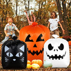 Giiffu 9-Pack Halloween Leaf Bags with Twist Ties – Heavy Duty Pumpkin Yard Waste Bags for Lawn, Garden, Porch, Indoor & Outdoor Halloween Decorations