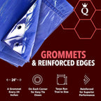 QUEEN OF TARPS | 8x10 Light Duty Tarp Waterproof, 70 GSM is 7 MIL, UV/Tear Resistant Tarp, Camping, Outdoor Furniture, Car, Tents, Painting, Firewood Protection | 8x10, Light Duty