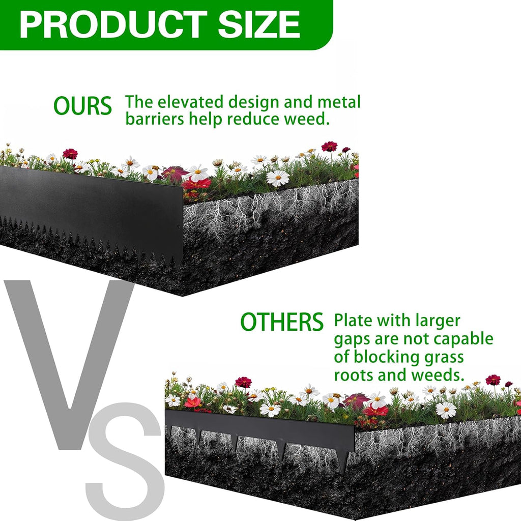 Metal Landscape Edging 6 Pack 40" L x 6" H,Galvanized Bendable Metal Garden Edging,Hammer- in Steel Landscape Edging with a Pair of Gloves and 7 Clips,Black (20 FT Total)