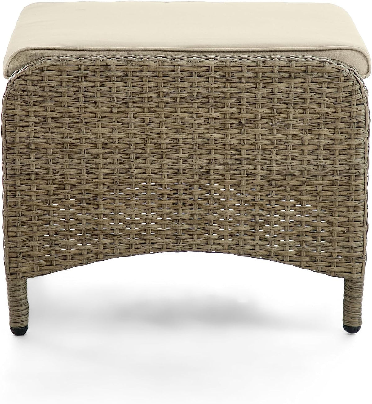 Greemotion Garda 2-Piece Outdoor Patio Aluminum Polyrattan Wicker Outdoor Ottoman All Weather Rattan Patio Furniture Outdoor Footstool Footrest Seat Set w/Removable Cushions in Beige