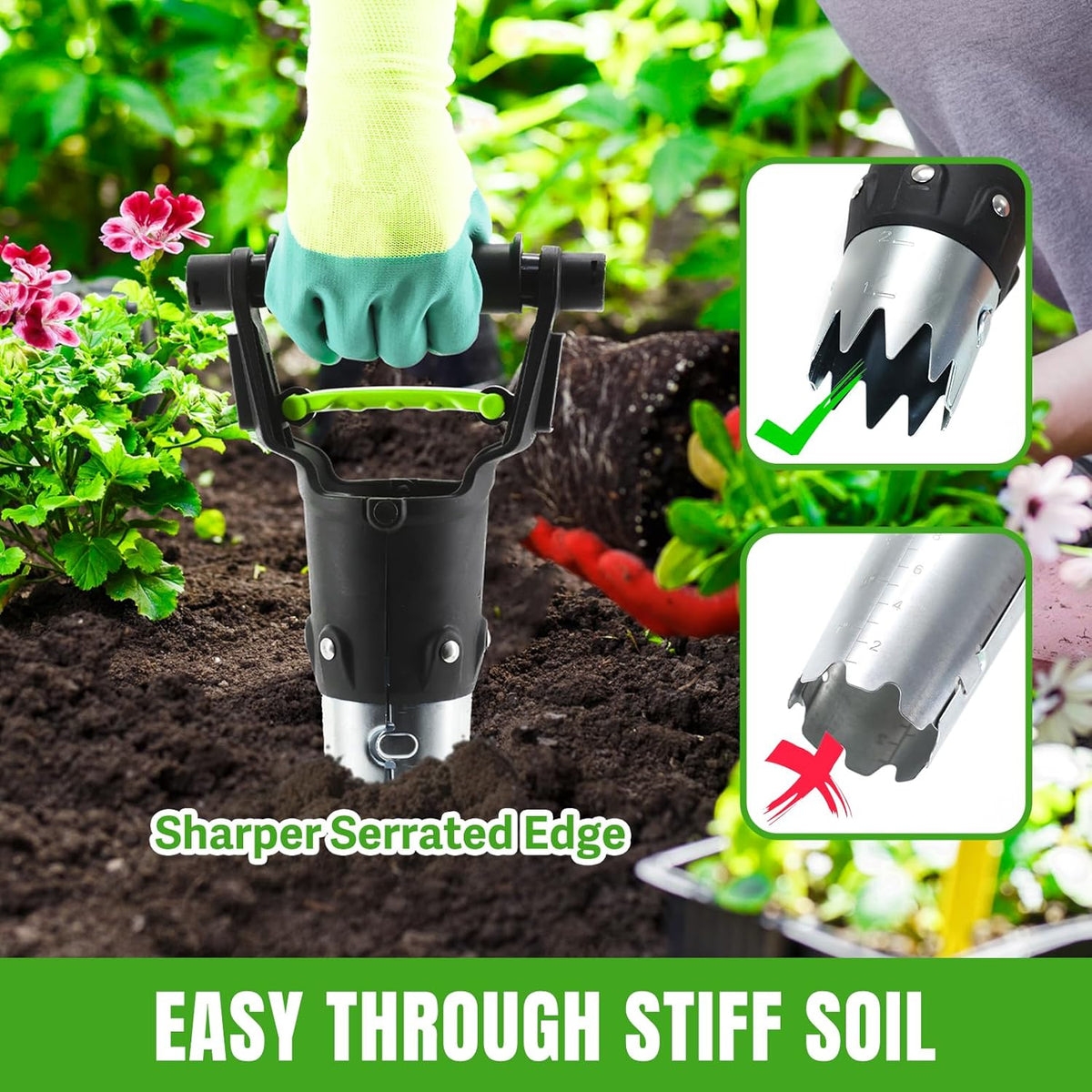 joyhalo Garden Bulb Planter Tool, 5 inch Depth Bulb Planting Tool, Gardening Garden Tools, Automatic Soil Release Bulb Planters for Plants Seeds & Bulbs Tulip Daffodils Dahlias Lilies Onions