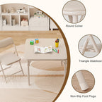 GAOMON Boys and Girls Folding Table and Chairs Set of 3, Portable Table and Chair with Pu Soft Cushion, No Installation Required, Suitable for Eating, Reading and Playing