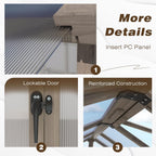 8x10 FT Greenhouse Kit with 6MM Thick Polycarbonate Panel for Outdoor, Wooden Walk-in Green House with Adjustable Roof Vent and Lockable Door, Backyard, Garden, Light Mocha Brown