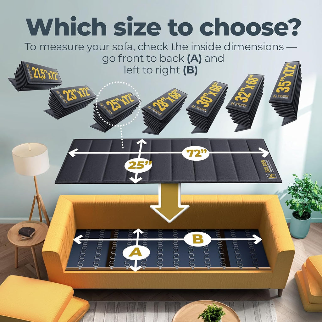 Golden Home Essentials Heavy Duty Couch Support for Sagging Cushions – 25in x 72in Extra Wide Sofa Cushion Board - Anti-Slip Sofa Cushion Support Board | Breathable Material