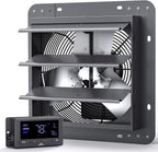 iLiving 12" Wall Mounted Shutter Exhaust Fan, Automatic Shutter, Temperature and Humidity Controls with Variable Speed, 960 CFM at 1600 RPM DC Motor