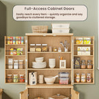 Spaco 72" Tall Kitchen Pantry Cabinet,Modern Fluted Food Storage Cabinet with 6 Door Shelves and Anti-tip Device,4-Door Freestanding Buffet Sideboard for Dining Room,Living Room. (Natural)