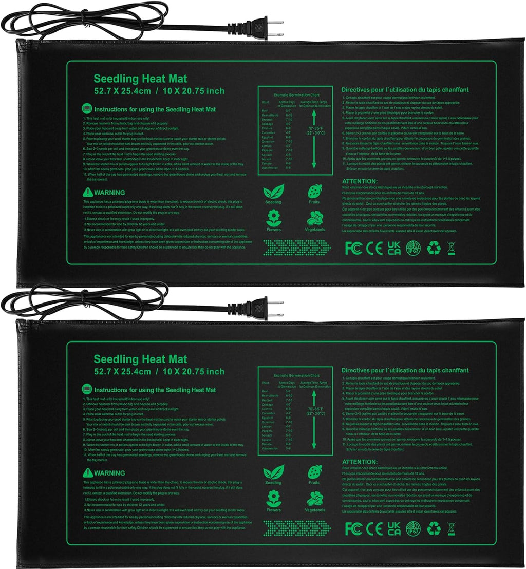 Seedling Heat Mat Durable Waterproof Plant Heating Pad 10"x 20.75" for Germination, Indoor Gardening, Greenhouse