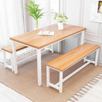 Recaceik Dining Table Set for 4 Kitchen Dining Room Set with 2 Dinner Benches, Farmhouse Breakfast Table for Apartment Small Space, Easy Assembly