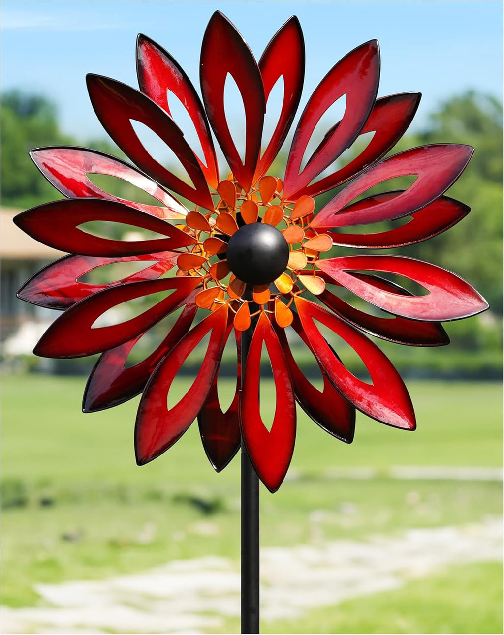 Wind Spinners Outdoor - Large Kinetic Metal Wind Sculptures & Spinners for Yard and Garden, Yard Spinner Decor for Outside (22" W x 83" H)