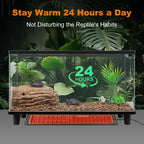 LUCKY HERP Reptile Heat Pad 8x18 Inch 24W Under Tank Terrarium Heating Mat, Reptile Heat Mat, Reptile Heating Pad for Turtle, Lizard, Hermit Crab, Frog, Snake