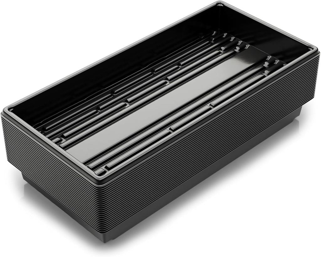 10x20 Inch Black Plastic 25 Pack Plant Propagation Tray – Growing Trays for Garden, Planting, Seedling, Soil & Hydroponic Horticulture - Microgreen Trays Grow Plants - No Drain Holes