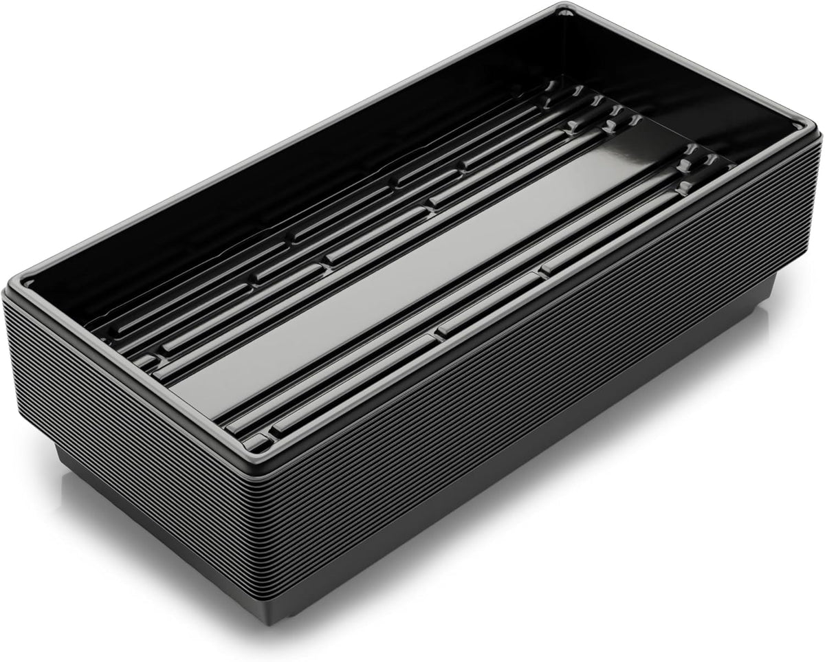 10x20 Inch Black Plastic 25 Pack Plant Propagation Tray – Growing Trays for Garden, Planting, Seedling, Soil & Hydroponic Horticulture - Microgreen Trays Grow Plants - No Drain Holes