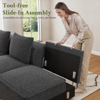 Welzona 103" Modular Sectional Sofa, Sectional Couch, Sofas for Living Room | Comfy Cloud Couch, Tool-Free Setup Couches for Living Room, Wood Frame L Shaped Couch with Ottoman, 22" Deep Seat, Grey Sofa