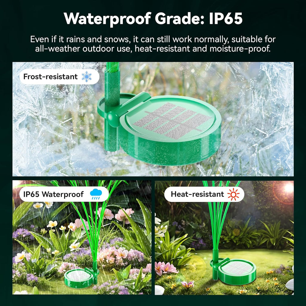 4 Packs Reeds Solar Garden Light, 30 Inch Garden Solar Light with 24 Bulbs, Intelligent Light Control System, IP65 Waterproof, Outdoor Solar Light for Decorating Yard, Pathway(Warm Color)