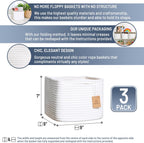 NaturalCozy Storage Cubes 9”x9”x7”Cotton Rope Woven Baskets for Organizing 3-Pack | 9 Inch Cube Storage Bin | Small Basket for Shelf Nursery, Pantry, Decorative Plant, Bathroom Closet, Toy Gift