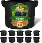 Gardzen 10-Pack 25 Gallon Grow Bags, 300G Thickened Aeration Fabric Pots with Handles, Heavy Duty Cloth Pots for Plants
