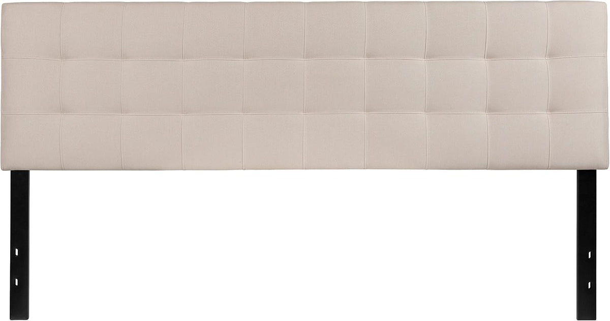 Flash Furniture Bedford Box Stitch Tufted Upholstered King Size Headboard in Beige Fabric