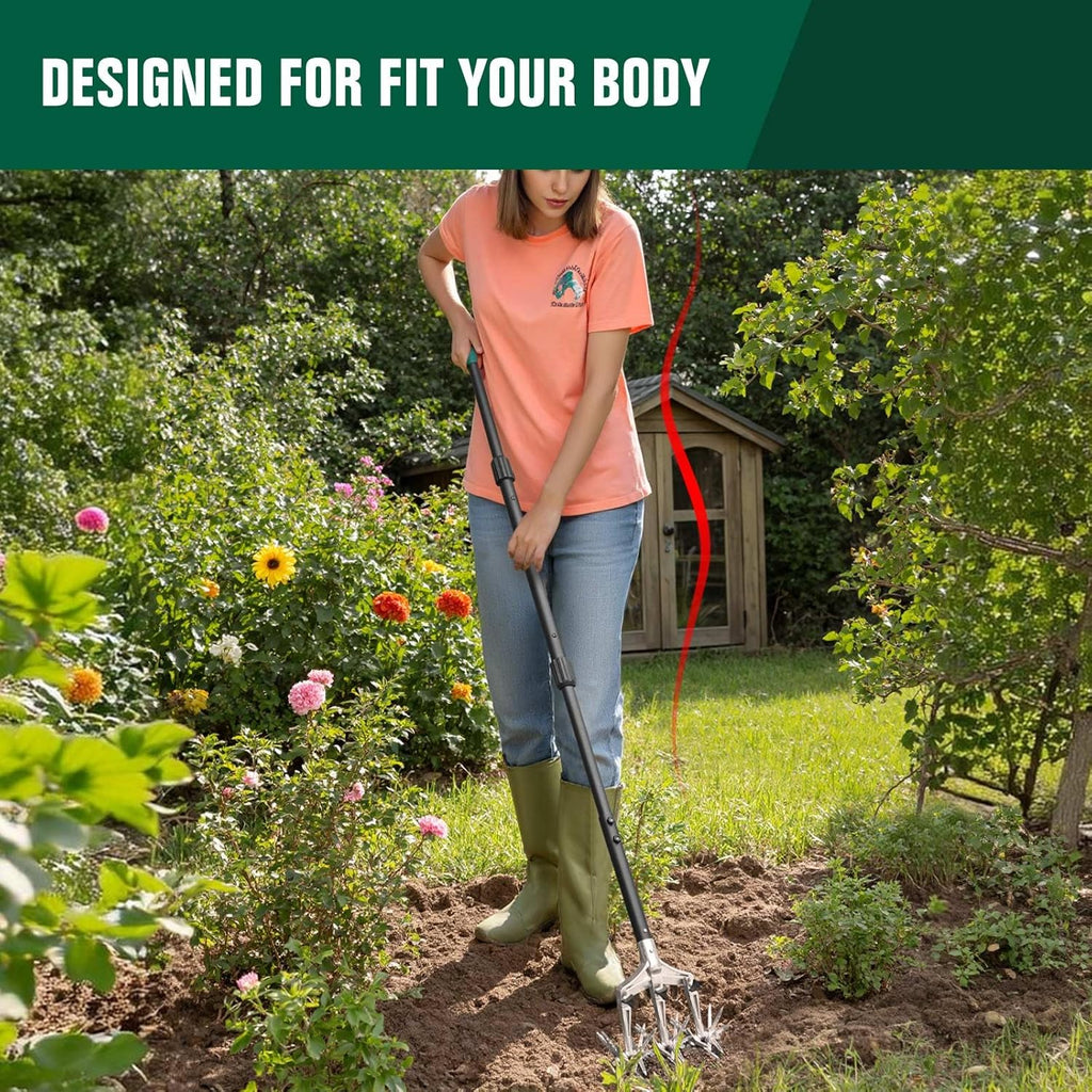 Rotary Cultivator Garden Tiller, Hand Cultivator with Detachable Thicker Tines&Strong Force Handle, Cultivators for Gardening, Rotary Tiller for Soil Mixing, Prepare New Garden