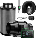 VIVOSUN Smart Air Filtration PRO G6 Kit 6", AeroZesh G6 Inline Duct Fan w/GrowHub E42A Temp. Humidity WiFi-Controller, Carbon Filter & Ducting, Cooling & Ventilation System for Grow Tent, Hydroponics