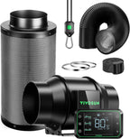 VIVOSUN Smart Air Filtration PRO G6 Kit 6", AeroZesh G6 Inline Duct Fan w/GrowHub E42A Temp. Humidity WiFi-Controller, Carbon Filter & Ducting, Cooling & Ventilation System for Grow Tent, Hydroponics