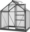 Outsunny 6' x 4' Greenhouse for Outdoors, Polycarbonate Greenhouse with Rain Gutter and Roof Vent, Aluminum Walk-in Green Houses for Outside for Patio Backyard Garden, Gray