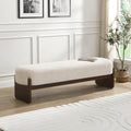 Christopher Knight Home Arden Minimalist Style Rectangular Loop Yarn Fabric Ottoman Bench, Rubberwood Frame, Entryway Bench, Living Room Sofa Extra Seat, End of Bed Footstool, Beige+Brown