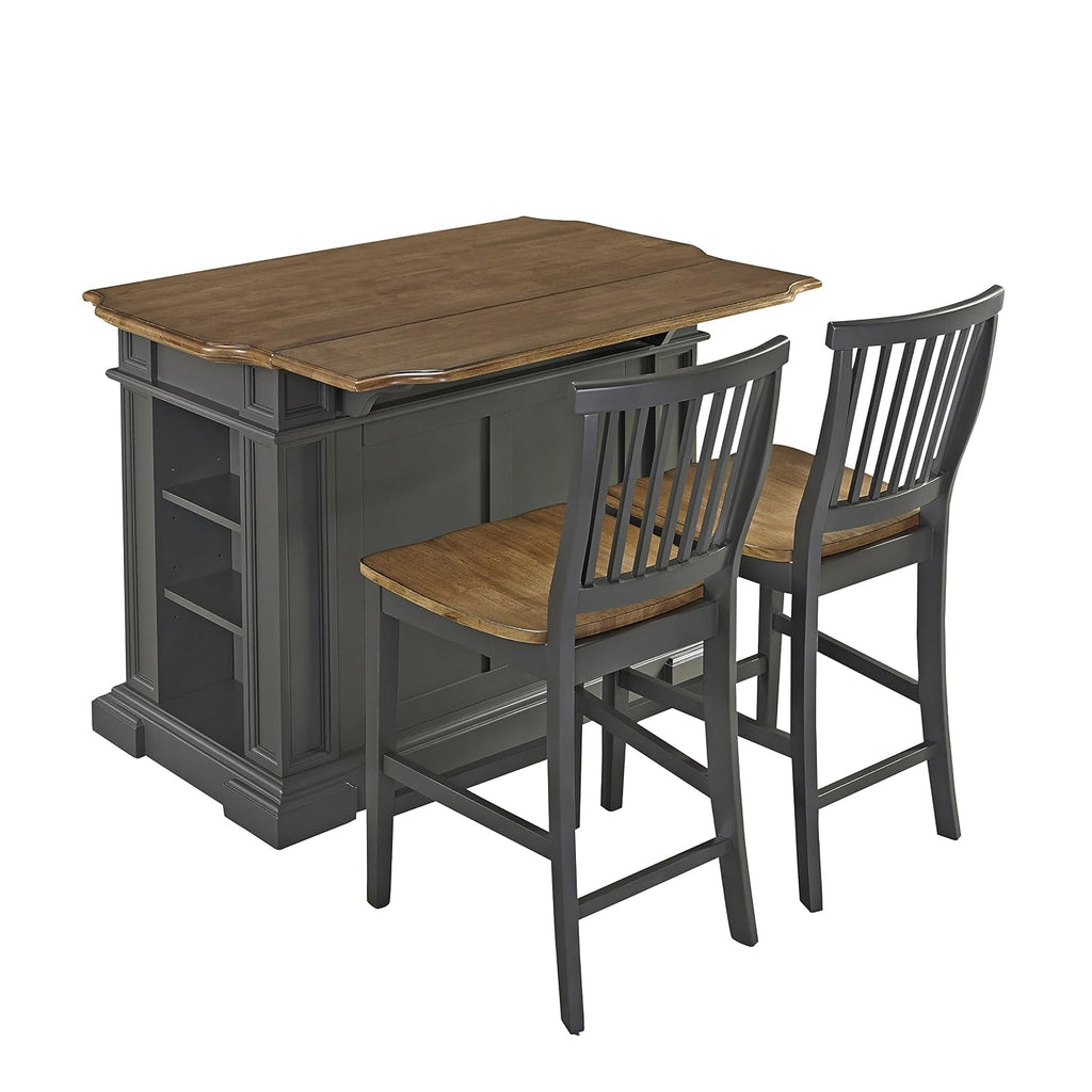Homestyles Americana Gray Kitchen Island with Drop Leaf Breakfast Bar
