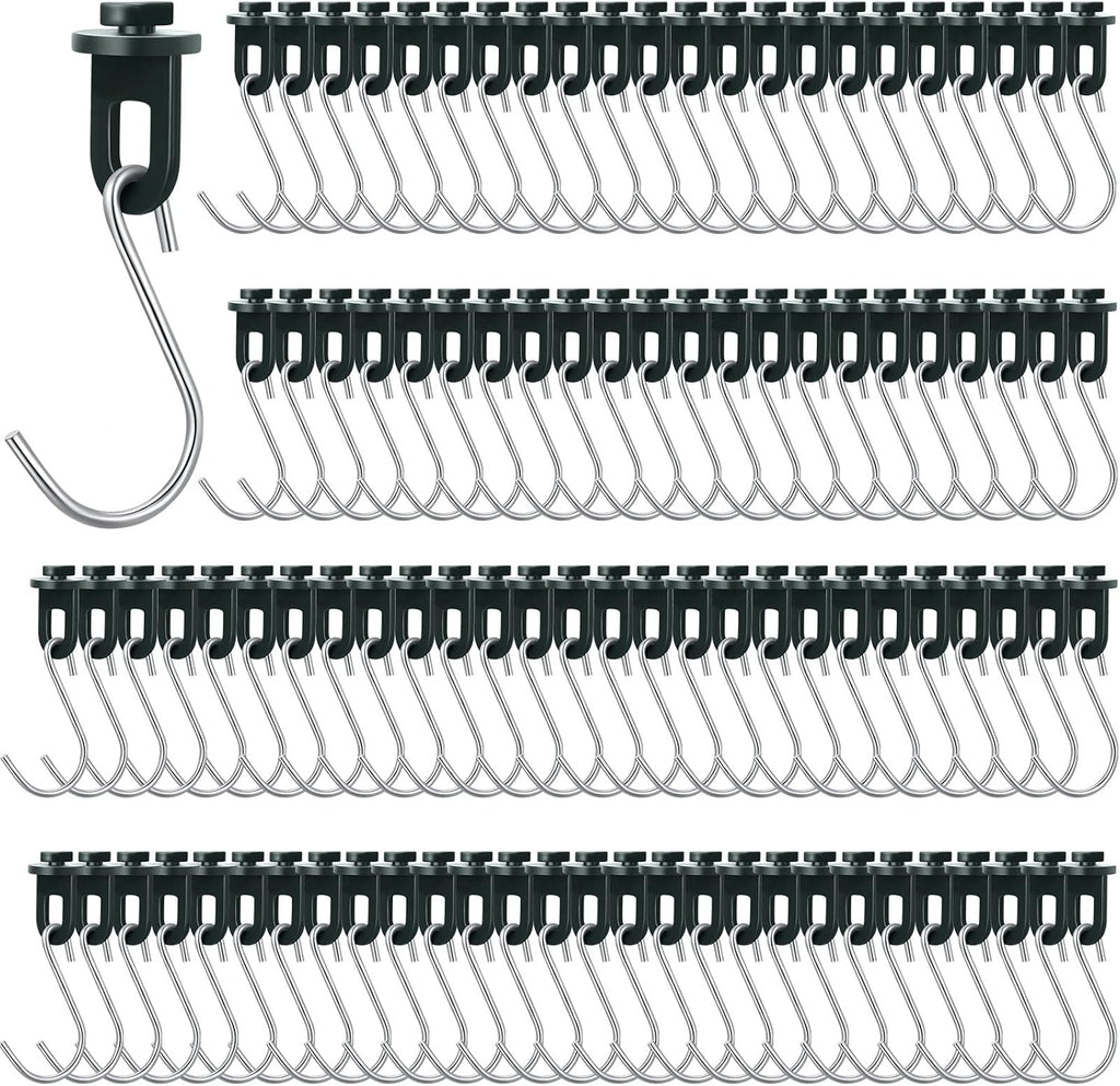 Ripeng 100 Pieces Greenhouse Hooks Hanger Twist Clips Greenhouse Fixing Clips with Stainless Steel S Hooks for Outdoor Garden Hanging Plants Plastic Insulation Netting Shading