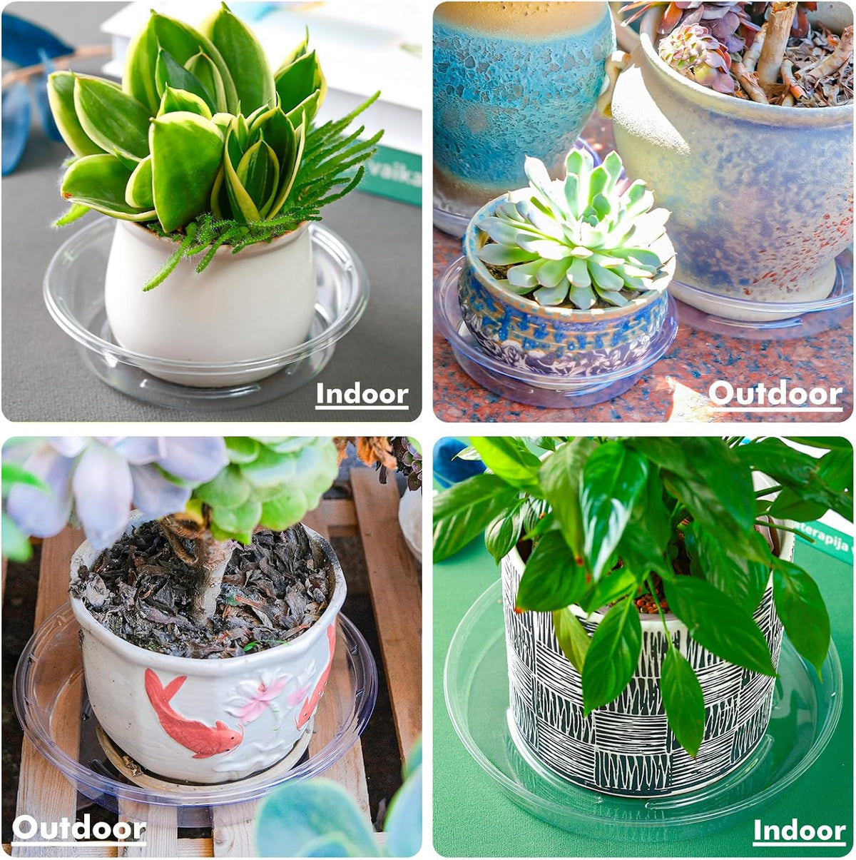 Plant Saucer 20 Pack Plant Trays for Pots 6 Inch Plastic Plant Saucers for Outdoors and Indoors Clear Drip Trays for Potted Plants Flower Pot Plates to Catch Water Plant Drainage Dishes No Holes