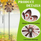 2PC Metal Wind Spinners Outdoor, 360° Wind Sculpture Spinner with Metal Stake, Waterproof Spinners Green Kinetic Wind Spinner for Yard Lawn Decor (A- Vintage Copper)