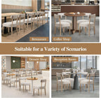ZJhome Dining Chairs,Set of 6 Mid-Century Modern Wooden Kitchen Chairs with Linen Upholstery - Low-Back Woven Design for Kitchen & Dining Room,Oatmeal Fabric
