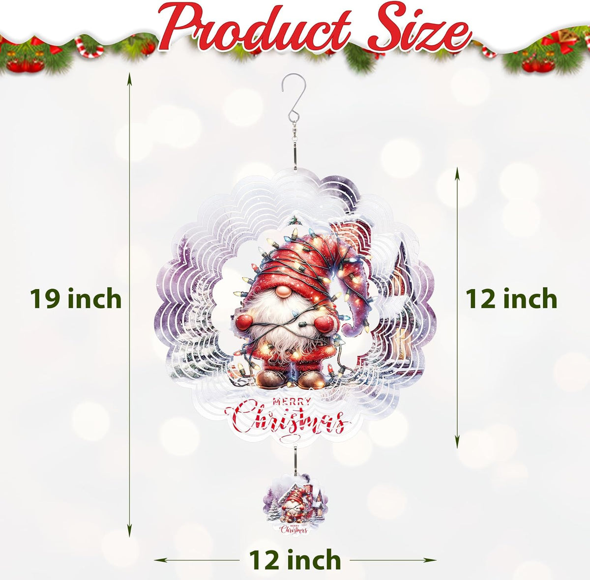 Metal Wind Spinner Outdoor Christmas Decorations,Santa Claus Halloween Yard Decorations 12inch 3D Stainless Steel Garden Sculpture Lawn Ornaments Gifts Indoor/Outdoor Decor Gifts for Women