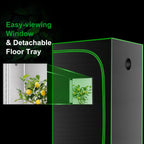 MELONFARM 32"x32"x63'' Grow Tent, High Reflective 600D Diamond Mylar Canvas with Observation Window and Floor Tray for Hydroponic Indoor Plant Growing