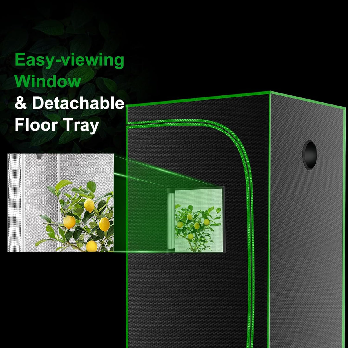 MELONFARM 32"x32"x63'' Grow Tent, High Reflective 600D Diamond Mylar Canvas with Observation Window and Floor Tray for Hydroponic Indoor Plant Growing