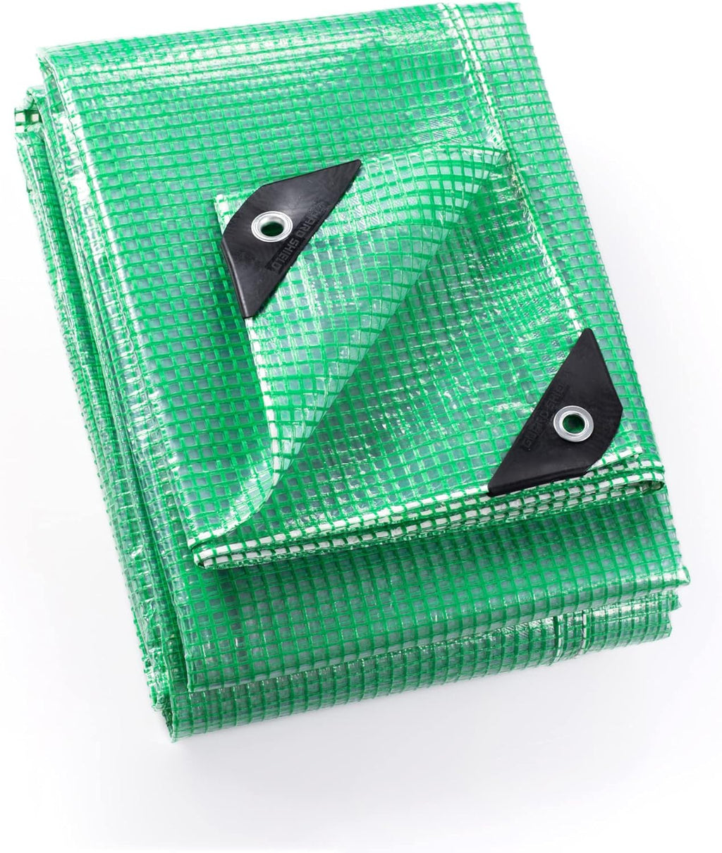 GUARD SHIELD Clear Green Tarp Heavy Duty 8x20 Feet Waterproof for Greenhouse Outdoor Garden Poly Cover UV Resistant 3x3 Weave 10mil