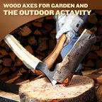 Tivoli 15 Inch Camping Axes and Hatchets, Bushcraft Axe for Wood Splitting and Kindling,Hand Forged Carbon Steel Chopping Axes Ash Wood Handle with Sheath for Camping and Survival