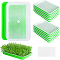 EBaokuup 10Pcs Seed Sprouter Tray with Drain Holes - BPA Free Seed Garden Plant Germination Propagation Trays, Soil-Free Wheatgrass Tray Sprouter Microgreens Growing Kit with Germinating Paper