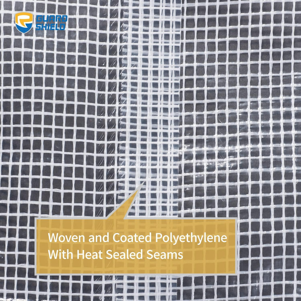 GUARD SHIELD Clear White Tarp Heavy Duty 10x10 Feet Waterproof for Greenhouse Outdoor Garden Poly Cover UV Resistant 3x3 Weave 10mil