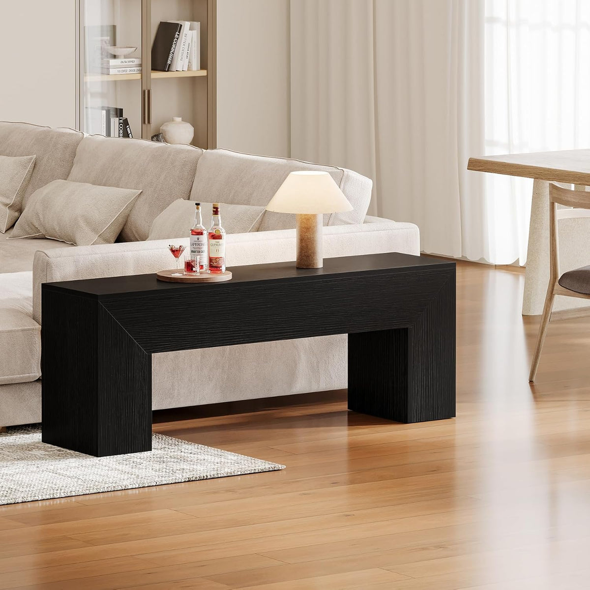 Tribesigns 47'' Wooden Entryway Bench, Farmhouse Entry Bench Seat, Indoor End of Bed Bench with Storage Capability for Living Room, Bedroom, Hallway, Easy Assembly, Black