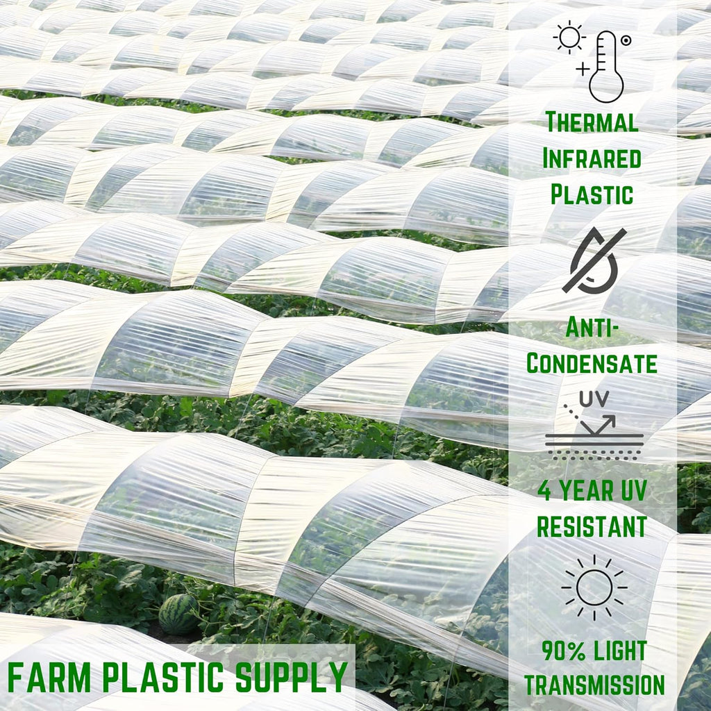 Farm Plastic Supply - Clear IRAC Greenhouse Plastic Sheeting - 6 Mil - (20' x 100') - 4 Year UV Resistant Infrared Anti-Condensate Green House Covering Thermal Greenhouse Plastic 6 mil