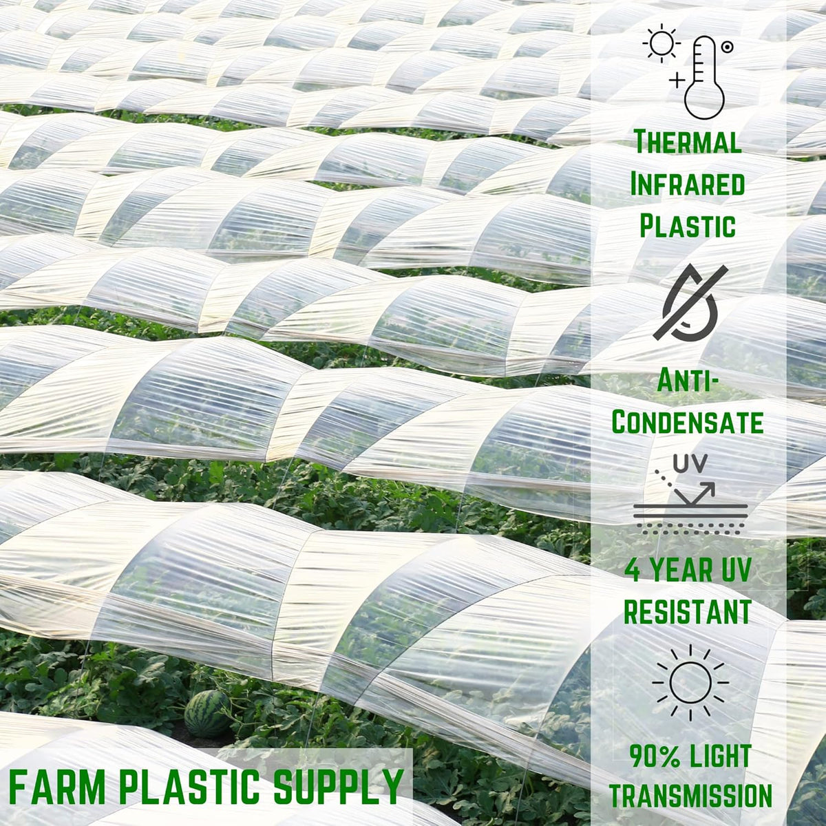Farm Plastic Supply - Clear IRAC Greenhouse Plastic Sheeting - 6 Mil - (40' x 10') - 4 Year UV Resistant Infrared Anti-Condensate Green House Covering Thermal Greenhouse Plastic 6 mil
