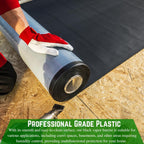 Farm Plastic Supply - Crawl Space Vapor Barrier - 10 Mil - Black Vapor Barrier, Thick Plastic Sheeting, Heavy Duty Polyethylene Film, Drop Cloth Covering for Crawlspace, Basement (5' x 100')