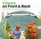 KING BIRD Premium 10x6.6x6.6FT Greenhouse for Outdoors, Large Walk-in Heavy Duty Galvanized Steel Frame, Mesh Door Screen Window Upgraded Zipper Tunnel Hoop for Garden Plant Winter, Green