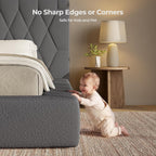 ADORNEVE Upholstered Cloud Bed Frame King with 5.9" Thick Headboard, Grey