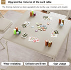 Folding Card Table, 34 Inch Portable Square Game Table with Collapsible Legs, Multifunctional Foladable Table with PU Padded Tabletop for Home, Parties, Picnics, Games, 1 Piece, Beige