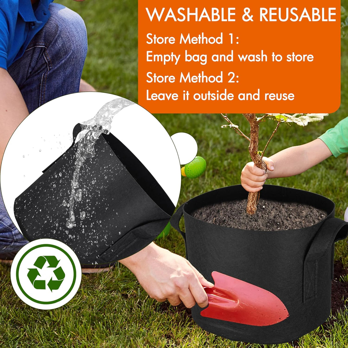 Gardzen 6-Pack 7 Gallon Grow Bags, Aeration Fabric Pots with Handles, Heavy Duty Cloth Pots for Plants