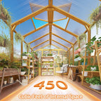 Jocisland 8x9.5x7.5 Ft Wooden Greenhouse, Pre-Assembled Solid Cedar Frame, Walk-in Design, Lockable Door, Adjustable Roof Vents, Polycarbonate Panels for Outdoor, Garden, Backyard